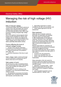 Managing the risk of high voltage (HV) induction