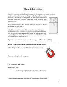 Magnetic Interactions Introductory Activities