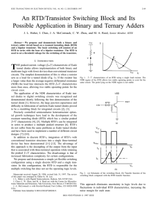 An Rtd/transistor Switching Block and its Possible Application in