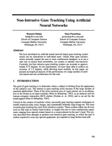 Non-Intrusive Gaze Tracking Using Artificial Neural Networks