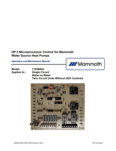 HP 5 Microprocessor Control for Mammoth Water Source Heat Pumps