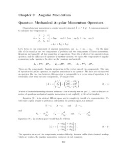 Chapter 9 Angular Momentum Quantum Mechanical Angular