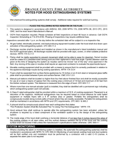 notes for hood extinguishing systems