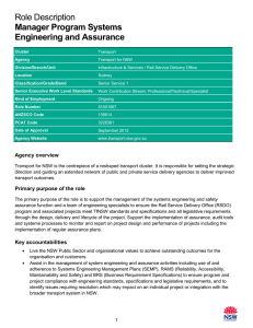 Role Description Manager Program Systems Engineering and