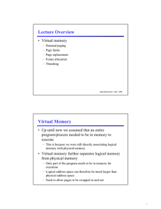 Lecture Overview Virtual Memory