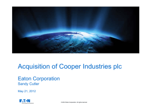 Acquisition of Cooper Industries plc