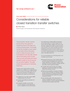 Considerations for reliable closed transition transfer switches