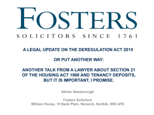 A LEGAL UPDATE ON THE DEREGULATION ACT 2015 OR PUT