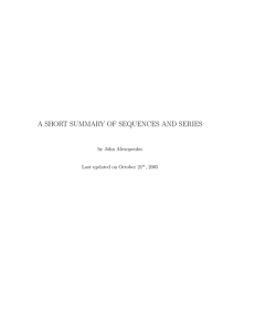 a short summary of sequences and series