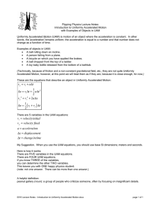 0016 Lecture Notes - Introduction to Uniformly Accelerated Motion