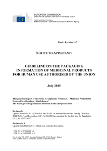 Guideline on the packaging information of medicinal products for