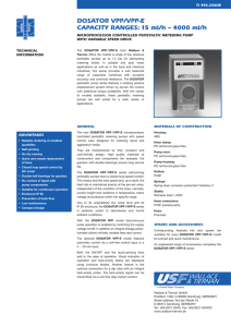 DOSATOR VPP/VPP-E CAPACITY RANGES: 15 ml/h – 4000 ml/h