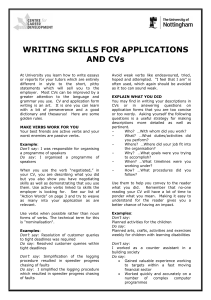WRITING SKILLS FOR APPLICATIONS AND CVs