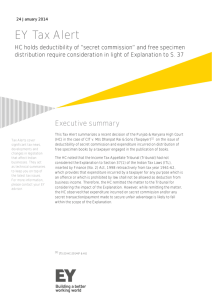 EY Tax Alert : HC ruling on deductibility of "secret commission"