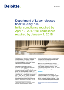 Department of Labor releases final fiduciary rule Initial