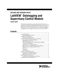 LabVIEW Datalogging and Supervisory Control Module