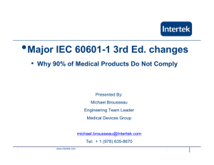 Major IEC 60601-1 3rd Ed changes 9-14-10