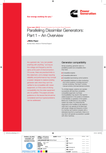 Paralleling Dissimilar Generators: Part 1 – An Overview