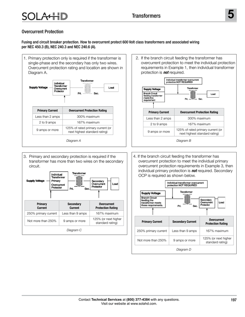 Transformer Primary And Secondary Protection Chart