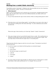 Working from a model: Static electricity