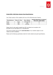 Origin1500 1.5kW Solar System Panel Specifications Your Origin