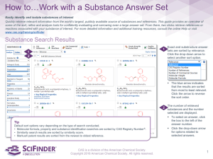SciFinder - How to Work with a Substance Answer Set