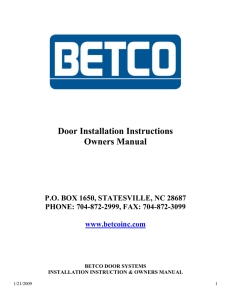 Door Installation Instructions Owners Manual