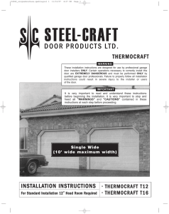 INSTALLATION INSTRUCTIONS THERMOCRAFT