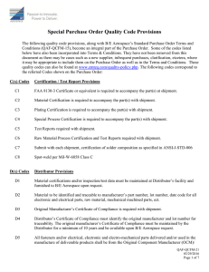 Special Purchase Order Quality Codes, QAF-QCFM-21