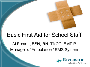Basic First Aid For Schools - Kankakee County Health Department