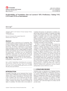 Predictability of Vocabulary Size on Learners` EFL Proficiency