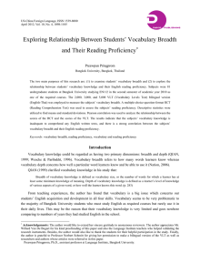 Exploring Relationship Between Students` Vocabulary Breadth and