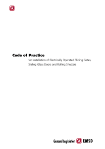 Code of Practice for Installation of Electrically Operated Sliding