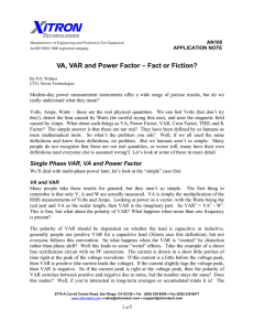 VA, VAR and Power Factor – Fact or Fiction