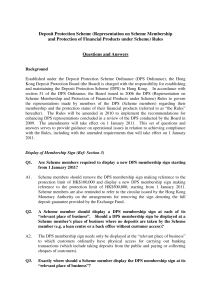 Deposit Protection Scheme (Representation on Scheme