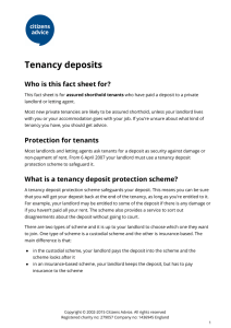 Tenancy deposits - Citizens Advice