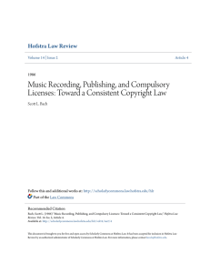 Music Recording, Publishing, and Compulsory Licenses