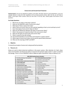Overcurrent and Ground Fault Protection Pre