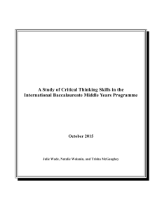 A Study of Critical Thinking Skills in the International Baccalaureate