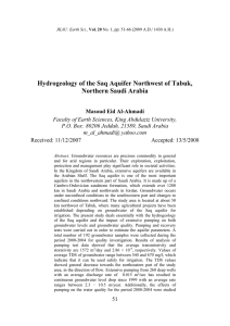 Hydrogeology of the Saq Aquifer Northwest of Tabuk, Northern