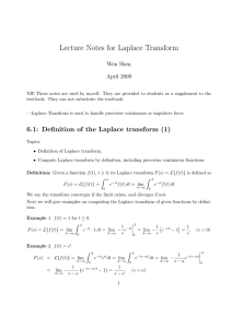 Lecture Notes for Laplace Transform