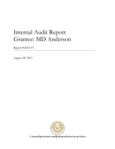 CPRIT Grantee Audit Report: The University of Texas MD Anderson