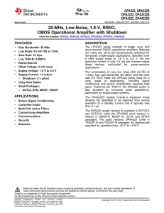 20-MHz, Low-Noise, 1.8-V, RRI/O, CMOS Operational Amplifier with