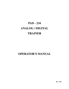 PAD - 234 ANALOG / DIGITAL TRAINER OPERATOR`S MANUAL