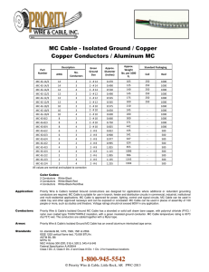MC Cable - Isolated Ground / Copper Cond / Aluminum MC