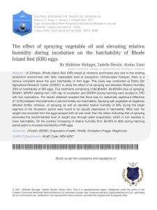 The effect of spraying vegetable oil and elevating relative humidity