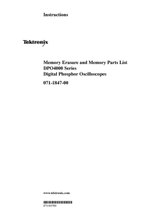 Memory Erasure and Memory Parts List DPO4000 Series