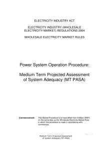 Power System Operation Procedure: Medium Term Projected