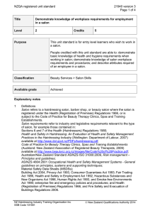 NZQA registered unit standard 21940 version 3 Page 1 of 4 Title