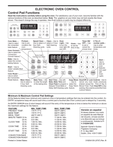 ELECTRONIC OVEN CONTROL Control Pad Functions